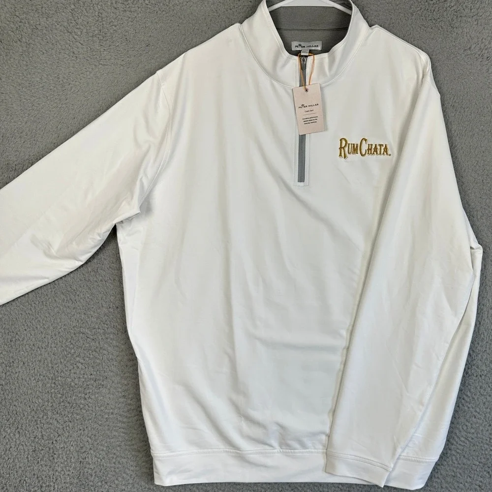 NEW Peter Millar Crown Sport Sweatshirt Mens 2XL White Quarter Zip Golf Pullover